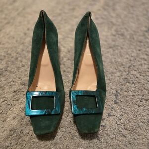 Roger Vivier Belle Vivier Suede Pumps - Emerald Green Eu 37
